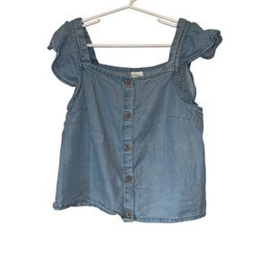 Next Denim Chambray Blue Button-Up Top